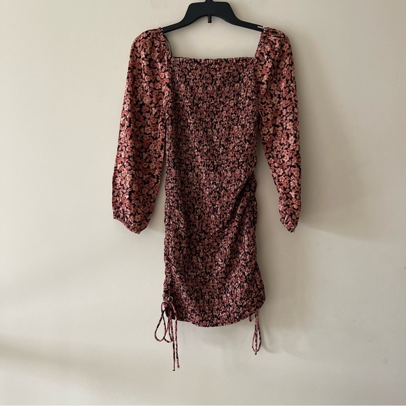 Jessica Simpson Floral Multicolor Smocked Shirred Fitted Square Neck Ruched Dres - Picture 5 of 5